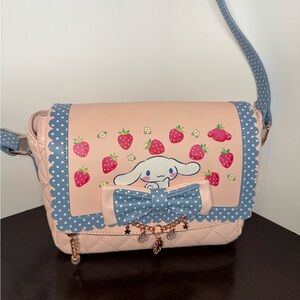 Charming Pastel Crossbody Bag with Strawberry Print